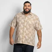 Big & Tall Weekend Short Sleeve Camp Mono Print Shirt