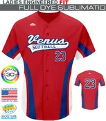 1055 | Venus Custom Full Button Short Sleeve Fast-pitch Jersey