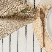 Nappe Ronde Lin Ligné Noir 132''