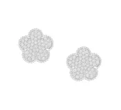 Adeline clover pave stud - silver