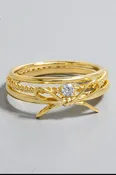 3pc Bow And Band Rings Set