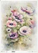 A3 Anemone Decoupage Rice Paper ITD R1309L - Sheet for Decoupage, Scrapbooking, Junk Journal, DIY  & Crafts - Floral Botanical