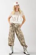 Baggy Fit Camo Pants with Paint Splatter Detail