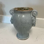 9.5" Blue Glazed Terracotta Urn