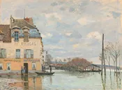 Vintage Ornate Frame With "Flood at Port-Marly" Paris-Alfred Sisley Impressionist Painting Print-Wall Art Decor