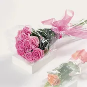 A dozen roses wrapped
