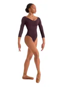 Adagio Embroidered 3/4 Sleeve Leotard (Merlot)