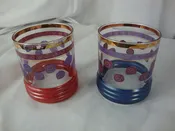 1950s Sokura Sango by Sue Lipton Red Blue Rocks Glasses Set of Two