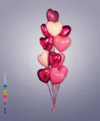 12 Mylar Hearts Cluster