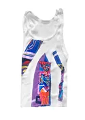 Cropped Patchwork Mixed Art Print Tank Top