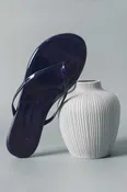 Navy Patent Indie Flip Flop Sandals