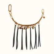 Dove Fringe Chain Swag In Pebbled Leather - Black