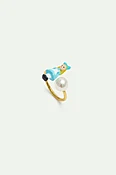 Bague ajustable Alice au pays des Merveilles et perle fantaisie