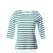 3/4 Sleeve Boatneck Top - Teal/Cream