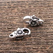 2 pcs lobster claw clasps with floral designs, silver finish flowers 24mm, Irina Miech
