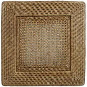 Caspari Rattan Square Plate Charger, Dark Brown Natural (HDP02)