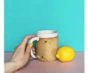 6117 - Ceramic Lemon Mug  - 16oz - Hand Crafted - Osso Ceramics