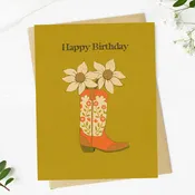 Happy Birthday Cowboy Boot Western Birthday Card