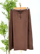 Anthem the Label Faux Suede Flare Midi Skirt in Chocolate