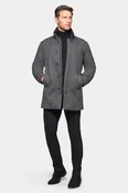 Cashmere Wool Car Coat, Grey Black Herringbone