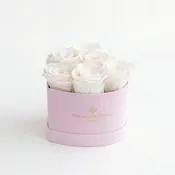 Baby Heart Light Pink Suede Box | White Roses