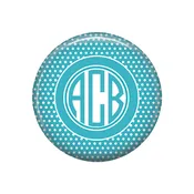 Aqua Blue White Swiss Dot Monogrammed Pocket Mirror