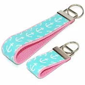 Aqua Anchors Keychain Your Choice of Accent Color and Size