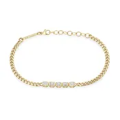 14k 5 Emerald Cut Diamond Segment Curb Chain Bracelet