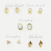 Elegant Multi-Designed Stud Earrings Set Gift Box
