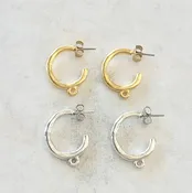 Pewter Textured Hammered Round Hoop 21mm x 15mm Chandelier (2pc)