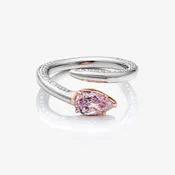 0.78ct Fancy Light Purplish Pink Pear Cut Diamond I1 Spiral Ring GIA