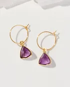 Amethyst Bermuda Triangle Mini Hoop Earrings