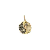 14K Gold Black Diamond Yin-Yang Charm