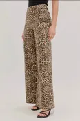 Cello leopard wide leg denim