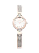 Two-Tone 3-Hand Watch, Metal Bangle Band