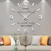 Large 3D Wall Clock DIY Wall Decoration Clock with Mirror Surface Sticker for Office Home Living Room Decor