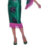 Emerald & Magenta Fringe 2-Piece Skirt Set | Plus Size Special Occasion & Church Apparel