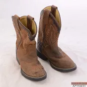Tony Lama Youth Size 10 D Cowboy Boots TX 703 Dark Medium Brown White Green Red