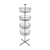 4 TIER WIRE BASKET SPINNER DISPLAY FOR FLOOR