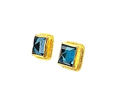 24K Blue Topaz Earrings