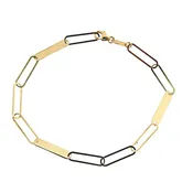18 Karat Solid Yellow Gold Flat Paper Clip Bracelet