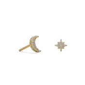 Celestial Bodies Moon &amp; Star Stud Earrings