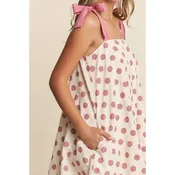 A-line Polka-dot Sleeveless Mini Dress - Dusty Pink