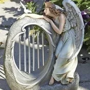 angels- Joseph's Studio Angel with Dove Wind Chime Garden Statue 10.75"