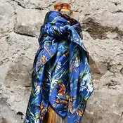 Cowboy Images Charmeuse Retro Cowboy Blue 44X44