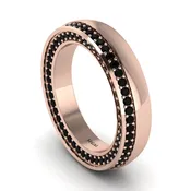 1.2Ct Black Diamond Double Halo Wedding Band - Lux No. 8