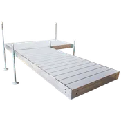 12’ L-Shaped Boat Dock System with Aluminum Frame and Aluminum Decking