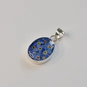 Blue Flower Oval Pendant