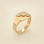 10K 3-Diamond Diagonal Pattern Ring