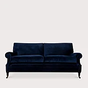 198cm Large Laid Back Scroll Arm Signature Sofa with cushion back in Midnight Florence Velvet